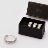 EDG Enzo De Gasperi Napkin Rings with Brilliant Gems Set 4 Pieces Silver 4cm