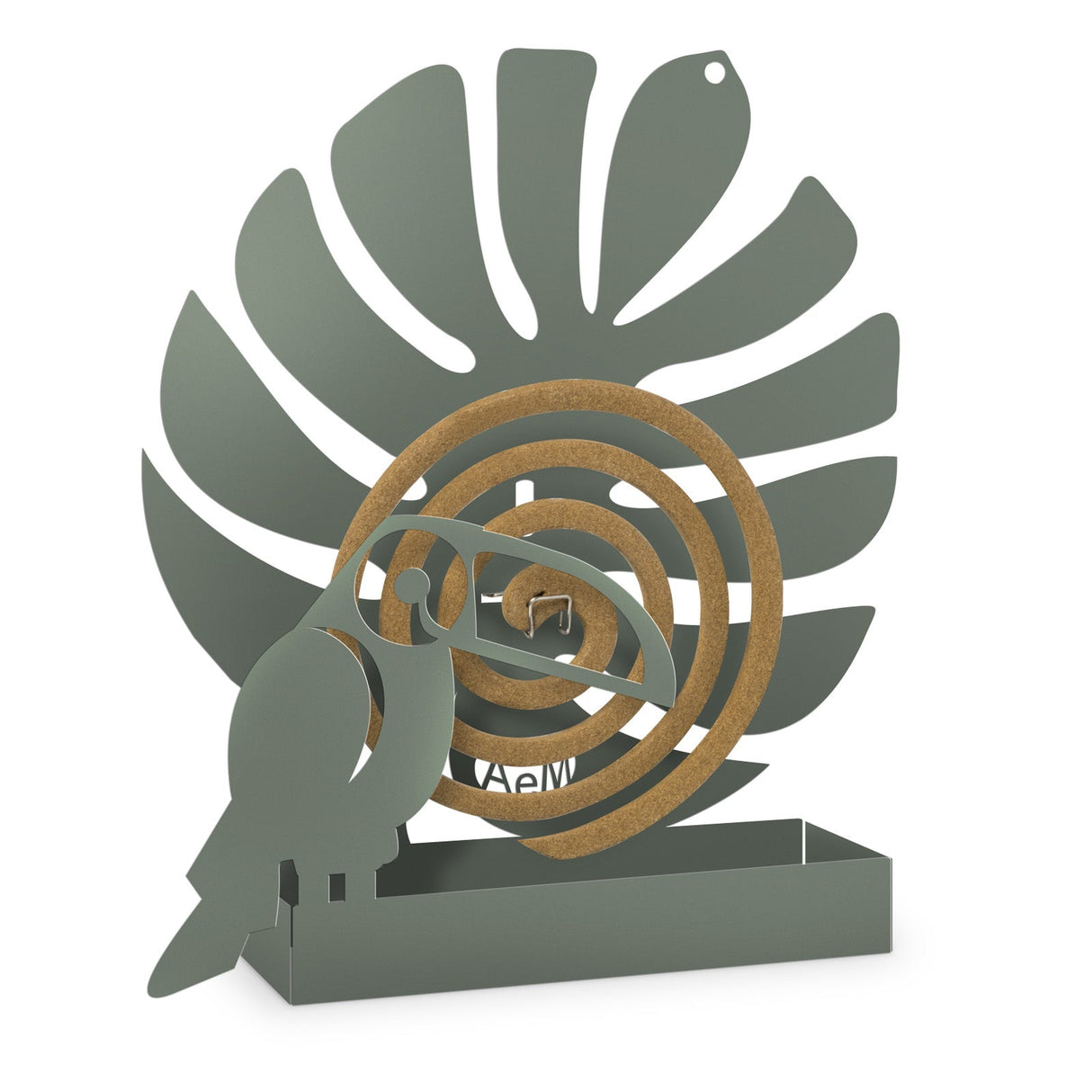 ARTI & MESTIERI Porta Zampirone di Design Tucano da Tavolo Verde Salvia 18x21cm