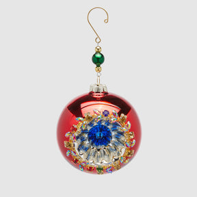 Sfera di Natale Jewel EDG in vetro rosso con decoro gioiello 12 cm