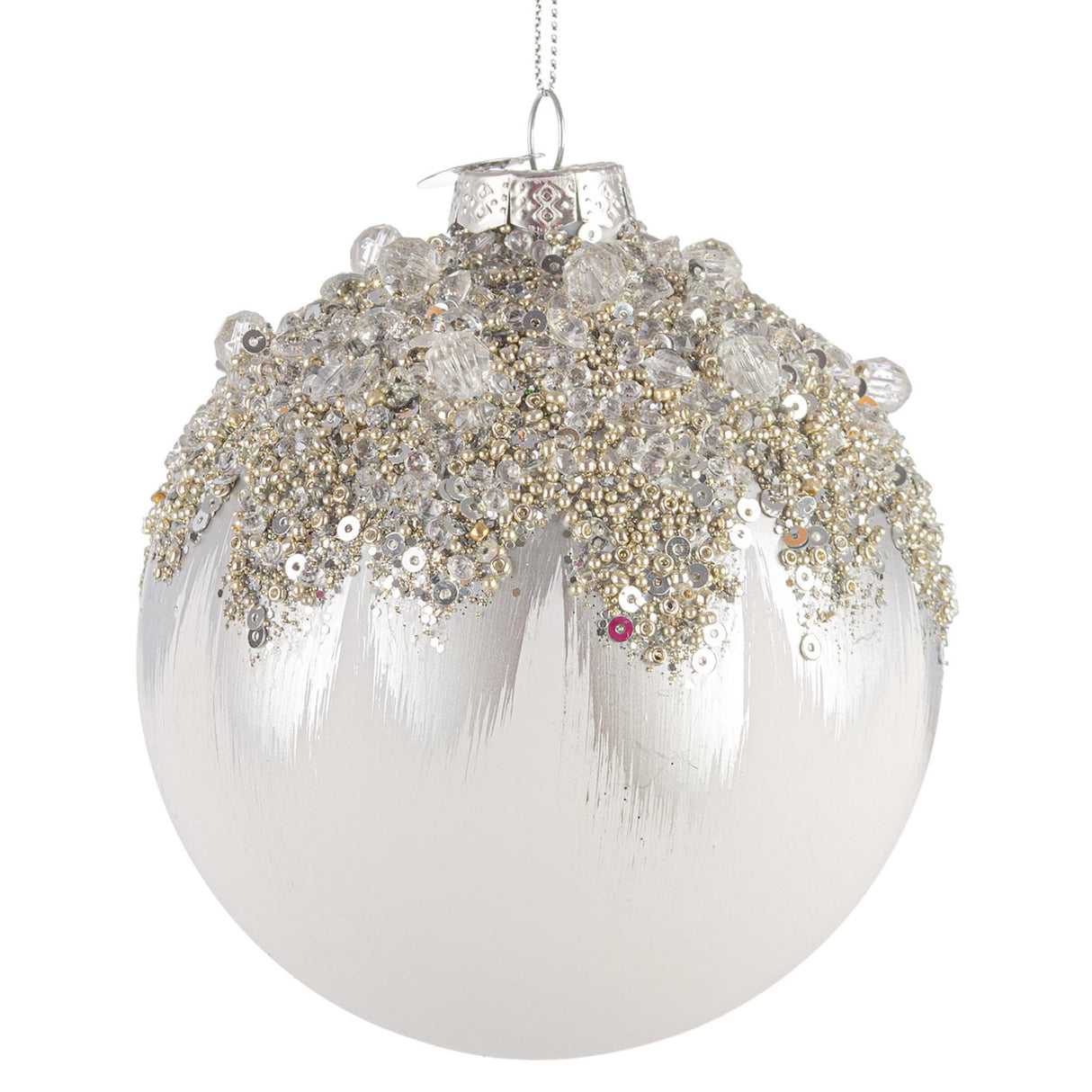 BIZZOTTO Sfera Pallina di Natale Gleeful Bianco 10cm Vetro