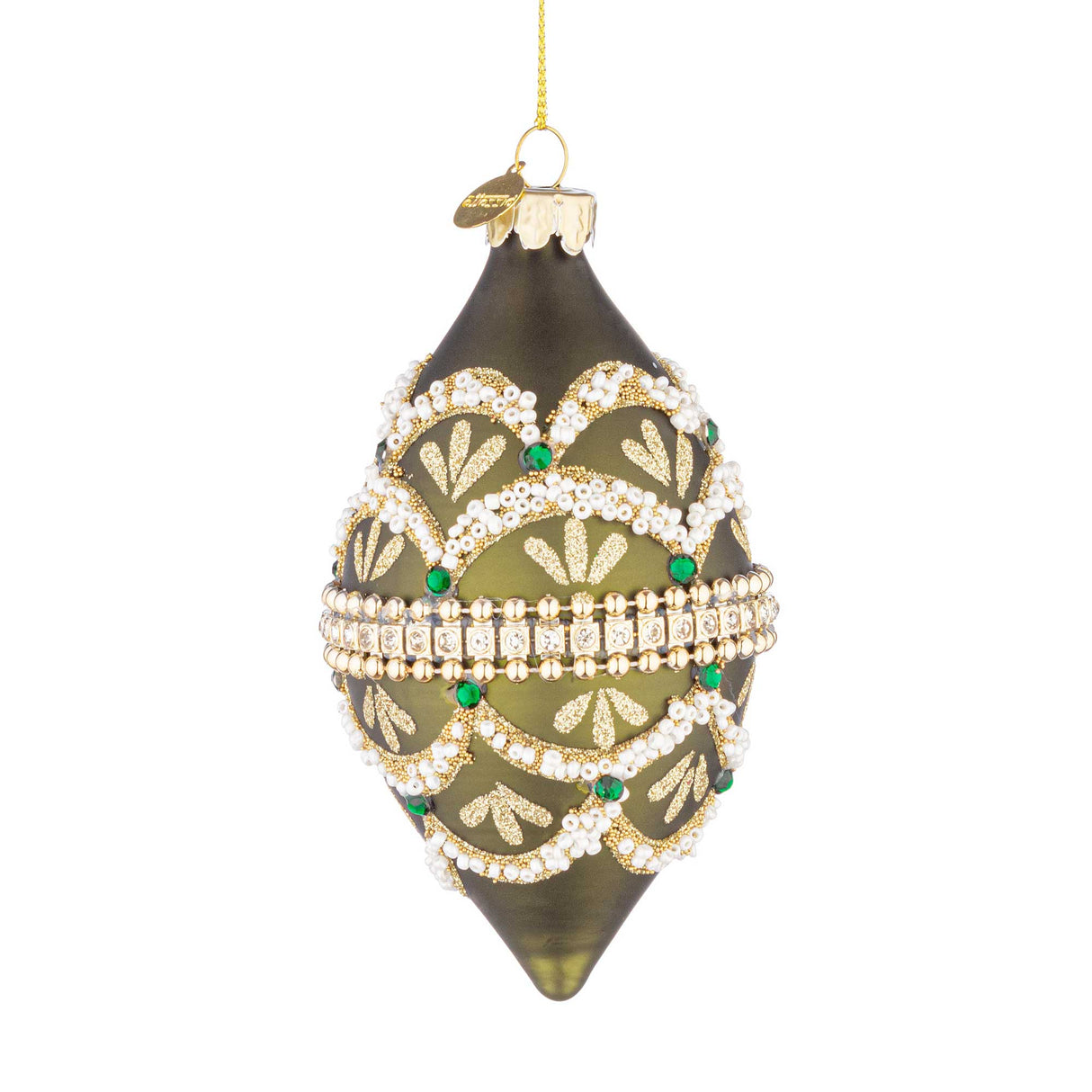 BIZZOTTO Fuso Addobbo di Natale Beloved Verde 13cm Vetro