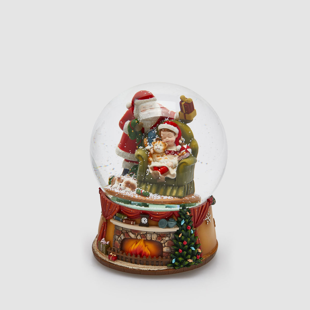 EDG Enzo De Gasperi Globo di Neve Babbo Natale con Camino Musica e Movimento 20x15cm