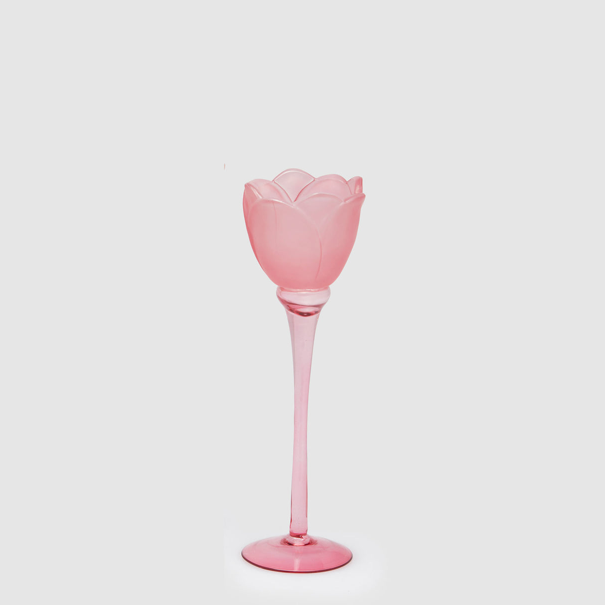 EDG Enzo De Gasperi Portacandela Tulipano Satinato 28x8,5cm Rosa Vetro