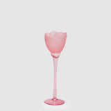 EDG Enzo De Gasperi Portacandela Tulipano Satinato 28x8,5cm Rosa Vetro
