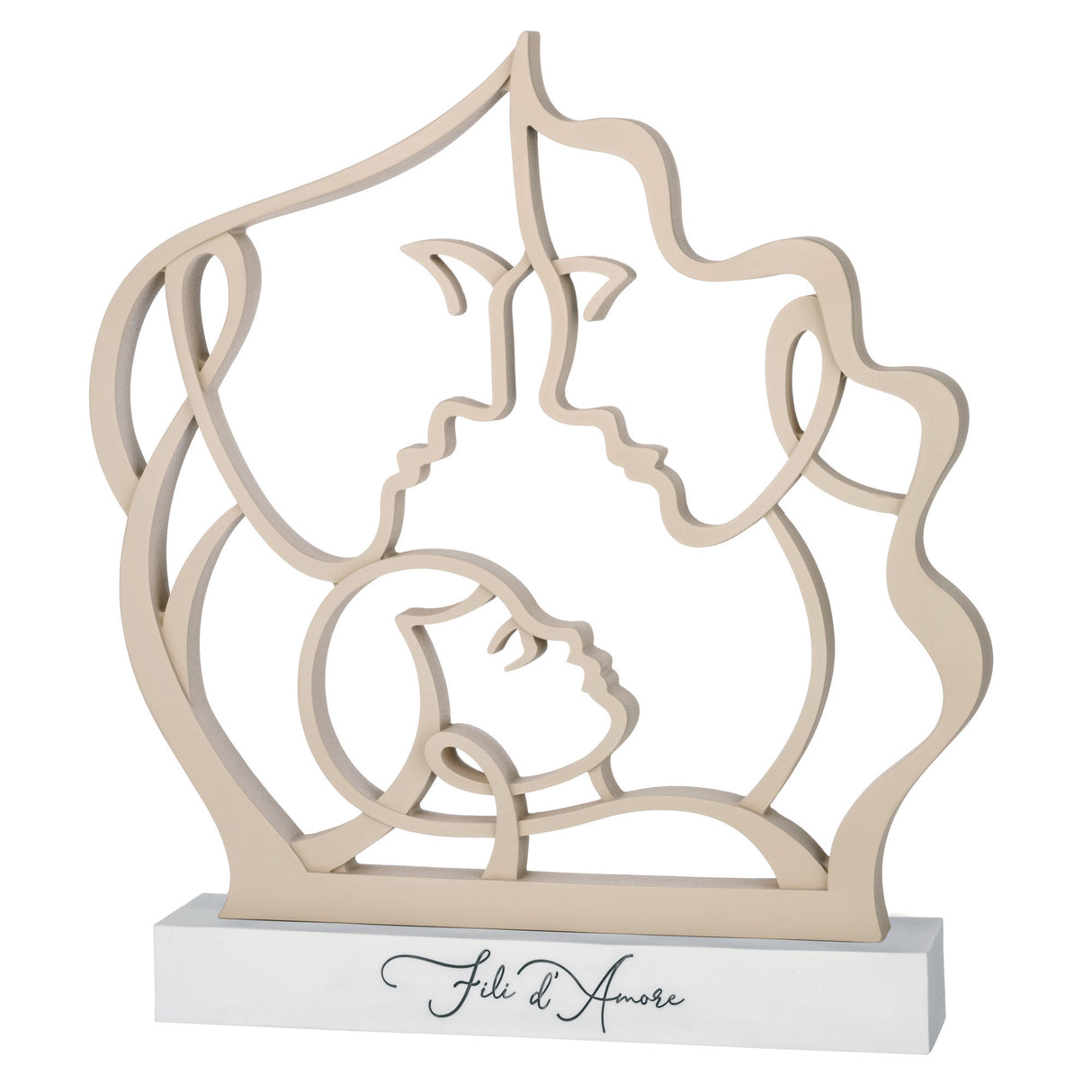 BONGELLI PREZIOSI Natività Famiglia Fili d'Amore 15x17cm Nocciola Base Bianca