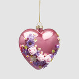 EDG Enzo De Gasperi Decorazione Pasquale Cuore da Appendere con Rose 12cm in Vetro Magenta Scuro