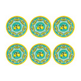BRANDANI Piatto Colazione Piattino Citrus in Melamina 21,5cm Set 6 Pezzi Servizio Tavola