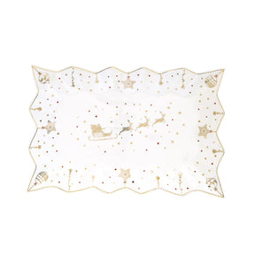 Piatto da portata Easy Life in porcellana decoro natalizio 35x23 cm