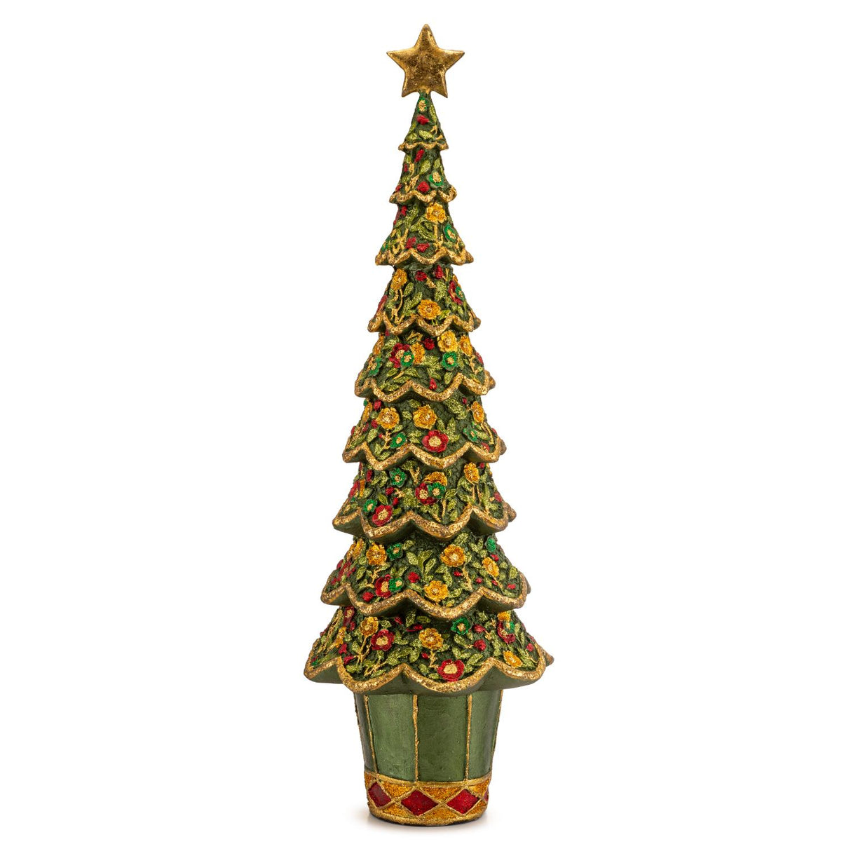 PALAIS ROYAL Albero di Natale Decorazione Natalizia 43cm Verde Oro Resina