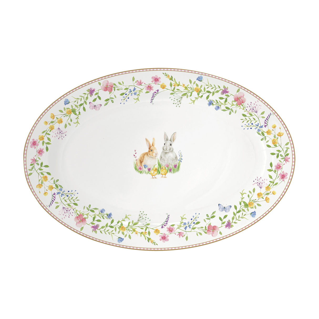 EASY LIFE Happy Easter Vassoio Ovale 35x23,5cm Porcellana Tavola di Pasqua