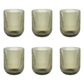 Set 6 bicchieri acqua Rose & Tulipani in vetro zigrinato grigio 260 ml