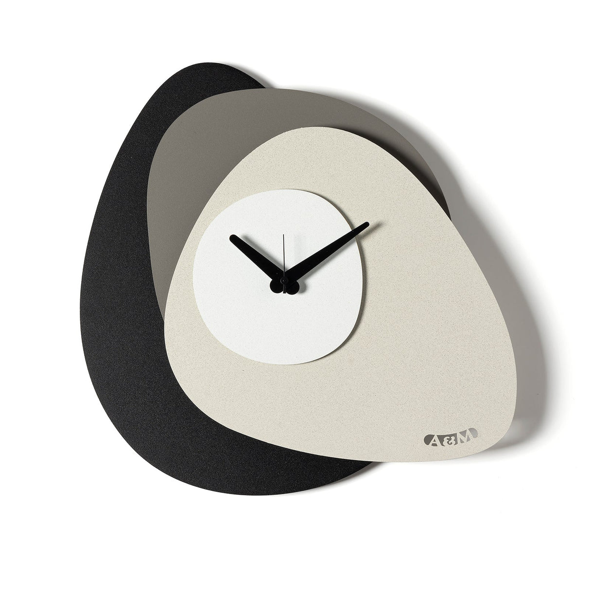 ARTI & MESTIERI Orologio di Design Minimal Grease Nero Fango Avorio Bianco Marmo 35x35cm
