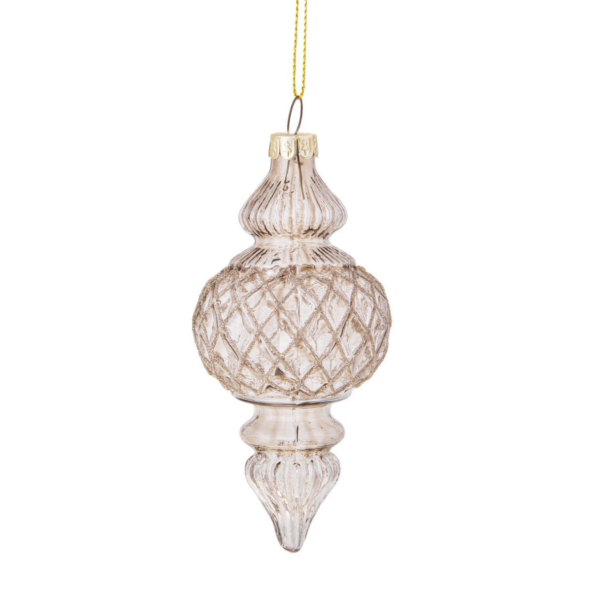 BIANCHI DINO Glass Christmas Tree Pendant Sphere 14cm Champagne