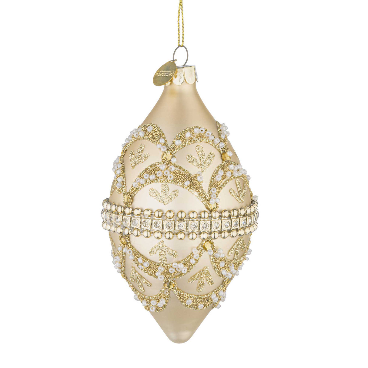 BIZZOTTO Fuso Addobbo di Natale Beloved Champagne 13cm Vetro