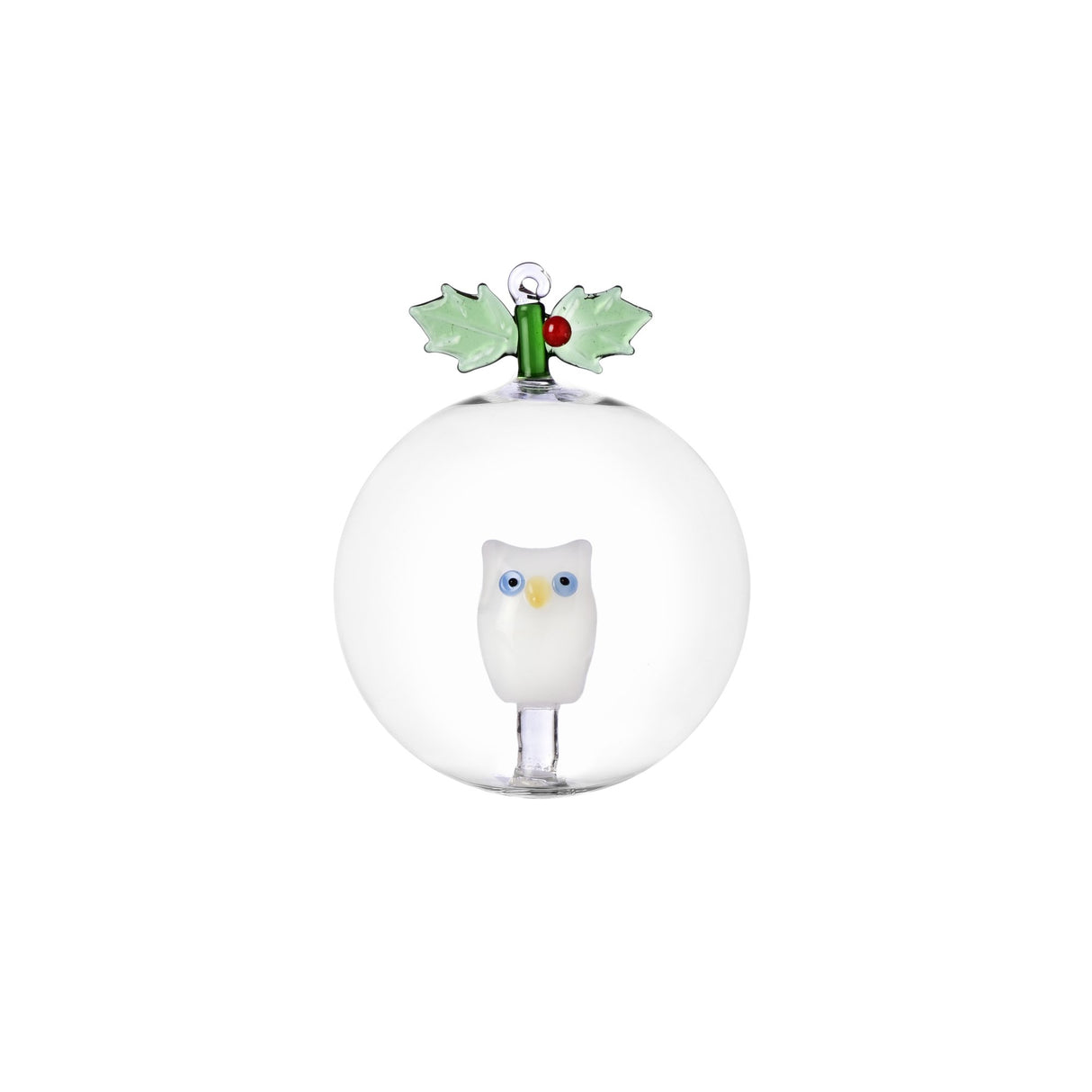 ICHENDORF Woodland Tales Pallina di Natale Agrifoglio e Gufo 9cm Vetro Borosilicato