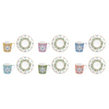 EASY LIFE Spring Parade Set 6 Tazzine Espresso 100ml con Piattini Porcellana