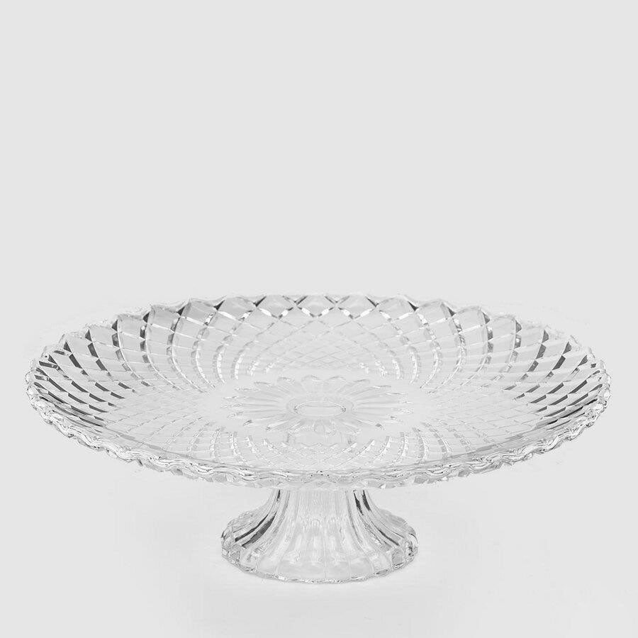 EDG Enzo De Gasperi Round Cake Stand Diamond Cake Pan 32cm Transparent Glass