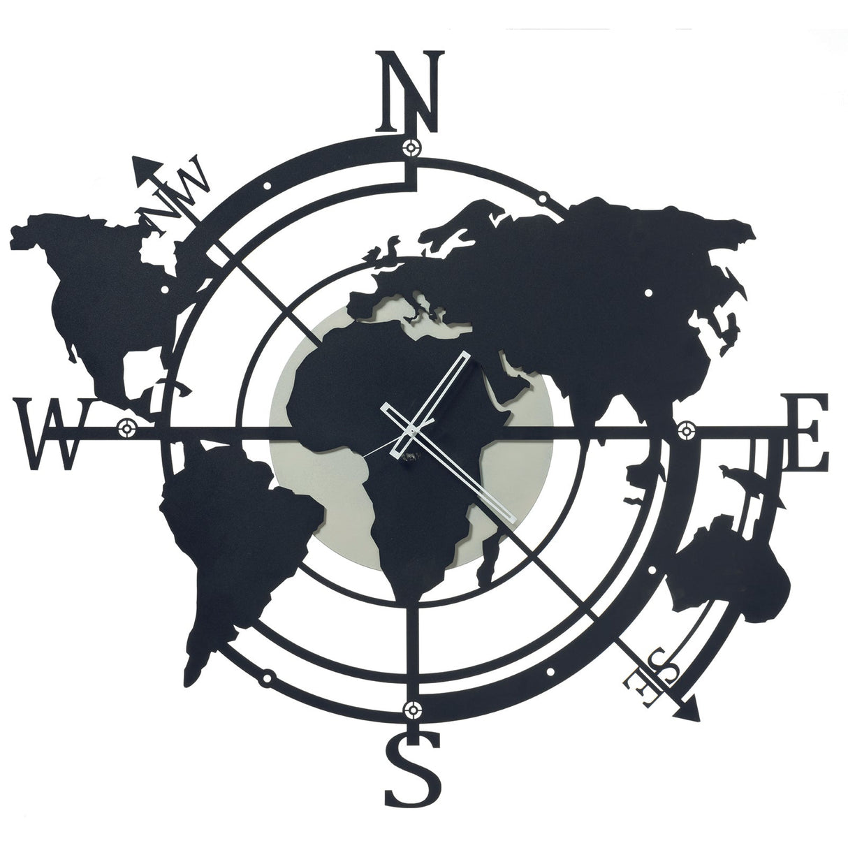 ARTI & MESTIERI Orologio di Design da Parete Planisfero Grande Avorio E Nero