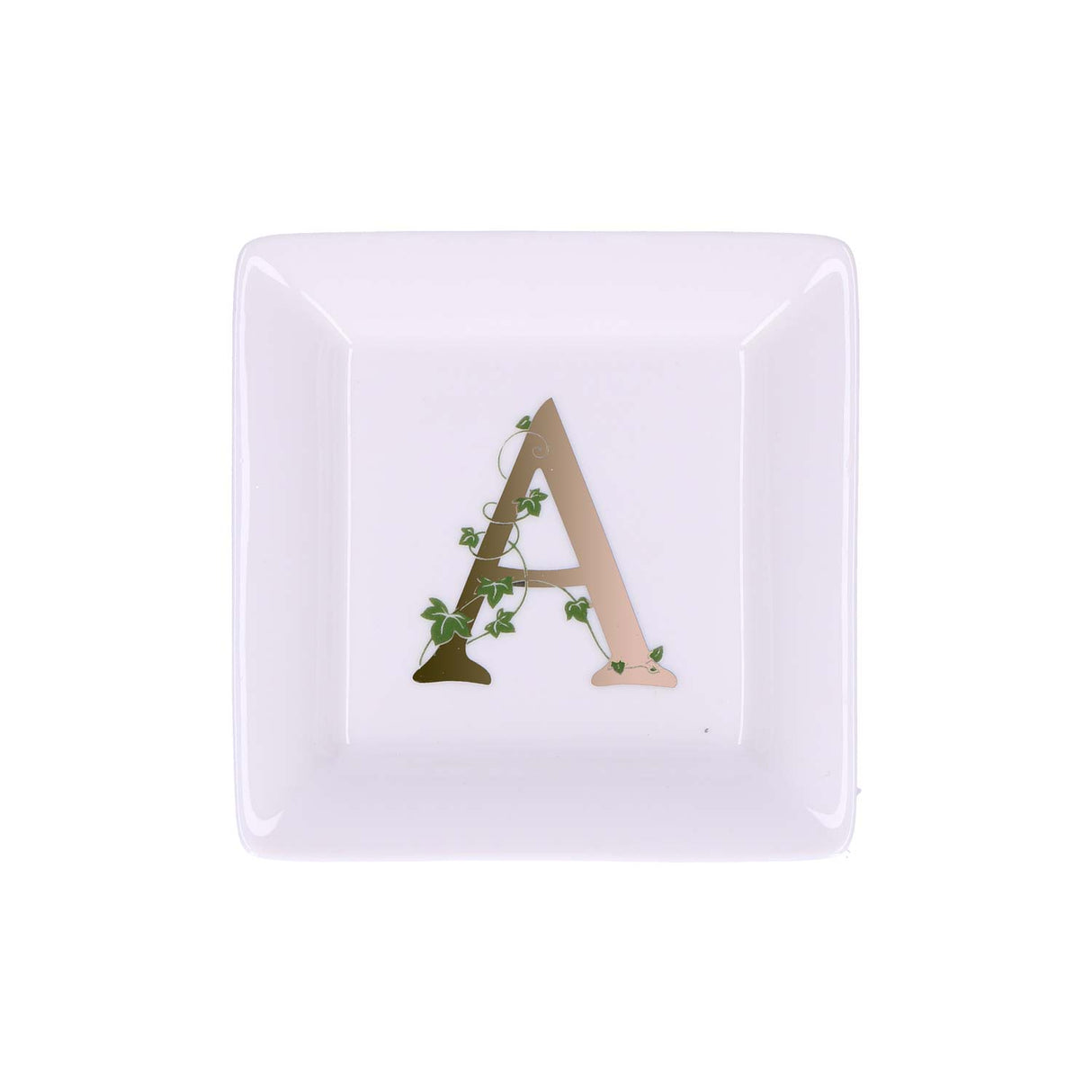 LA PORCELLANA BIANCA - Adorato Piattino Quadrato Lettera "A" 10cm