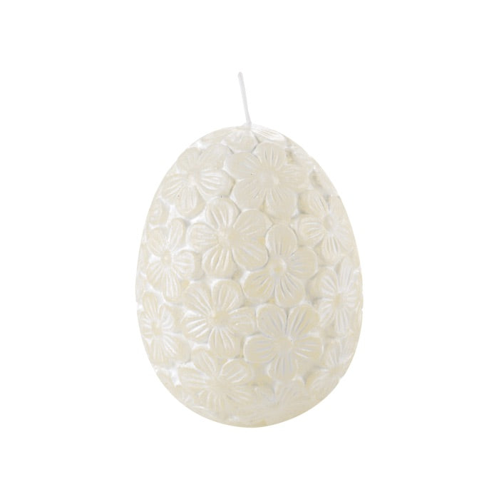 MASCAGNI CASA Candela di Pasqua con Fiori Violette 9cm Panna Decorazione Pasquale