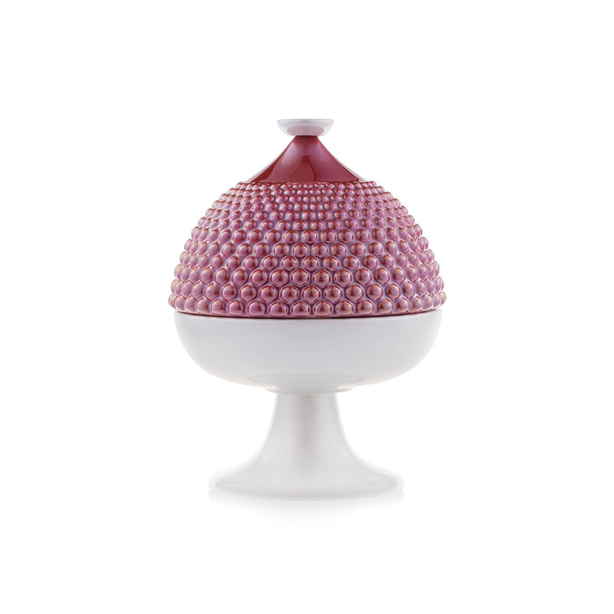 EMÒ ITALIA Scatola Portaoggetti con Coperchio Pumo Pugliese Rosso Bianco Ceramica 11 cm