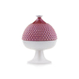 EMÒ ITALIA Scatola Portaoggetti con Coperchio Pumo Pugliese Rosso Bianco Ceramica 11 cm