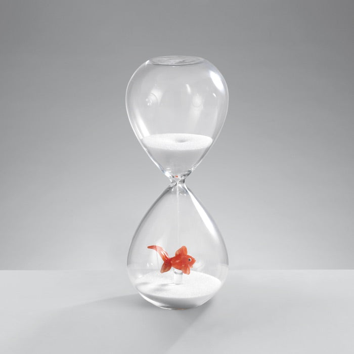 MASCAGNI CASA Clessidra con Pesce Rosso 20cm in Vetro