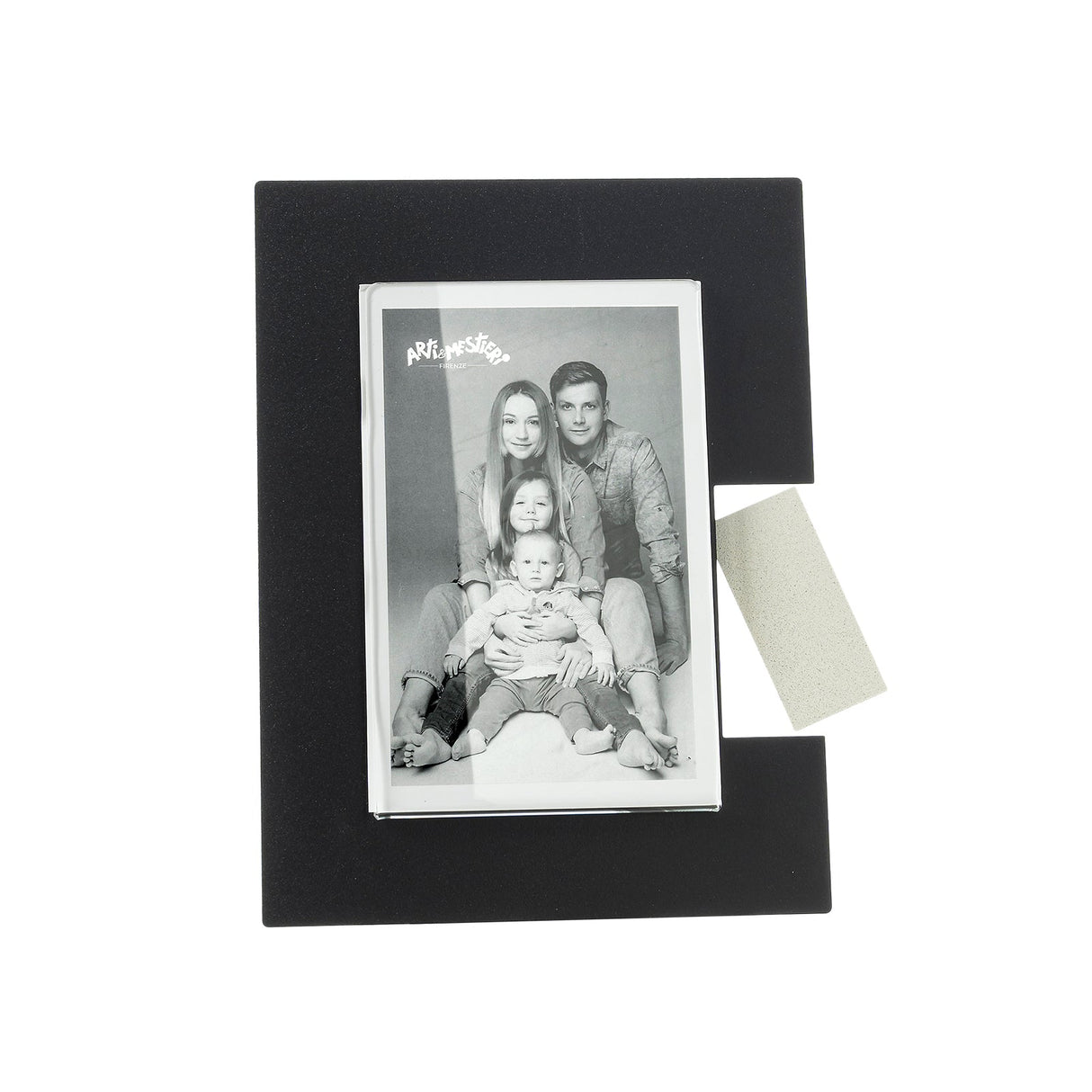 ARTI & MESTIERI Portafoto di Design Bliko Piccolo Nero Avorio 21,5x16,5cm