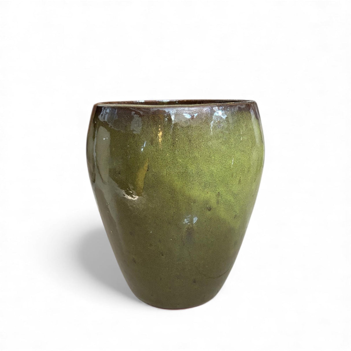 EDG Enzo De Gasperi Vaso Porta Piante Glaze in Ceramica Piccolo 32x28cm Verde Scuro