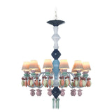 LLADRO' Chandelier Belle De Nuit 12 Luci Multicolore 100x65cm Porcellana