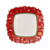 VILLEROY &amp; BOCH Toy's Delight Red Square Dinner Plate 28cm Christmas Table