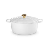 LE CREUSET Cocotte Rotonda Evolution 28cm Bianco Pomello Oro Ghisa Vetrificata