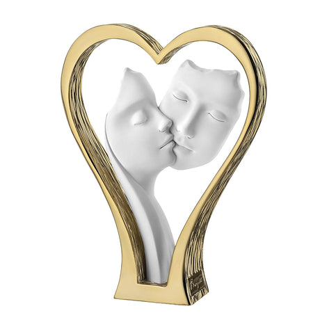 Statuina Coppia con Cuore Bongelli Preziosi in metallo finitura oro 18 cm
