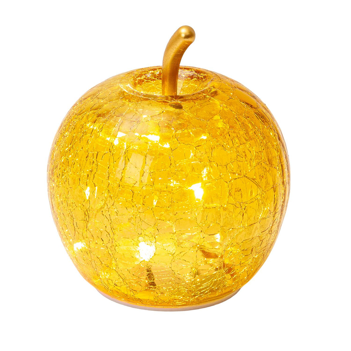 PALAIS ROYAL Mela Decorativa Gialla con LED 12cm Vetro