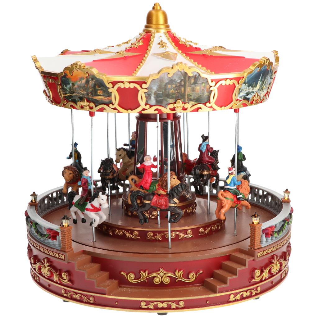 TIMSTOR Carosello Giostra Musicale LED Decorazione Natalizia 31cm