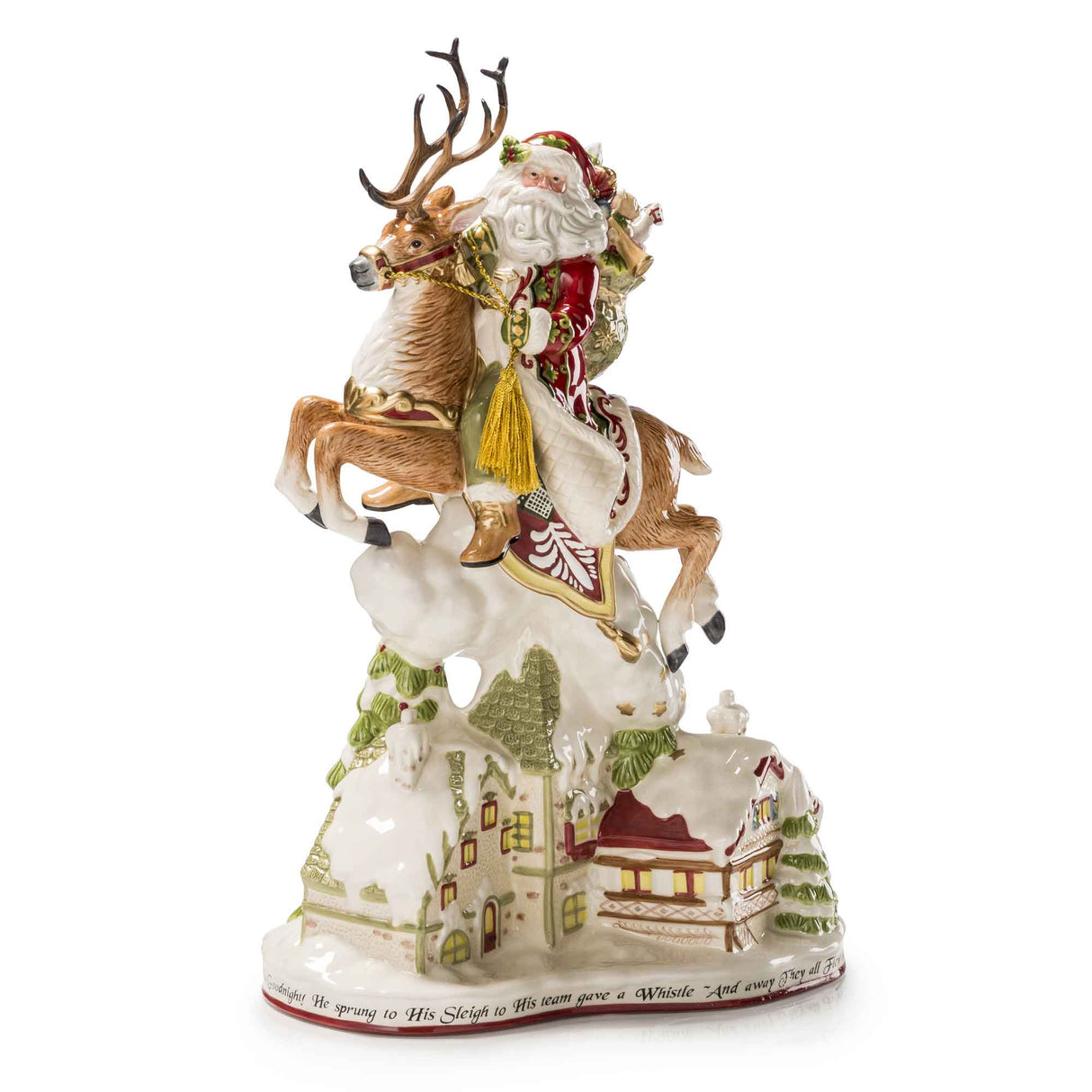 FITZ & FLOYD Figura Statua Babbo Natale Decorazione 46cm Porcellana