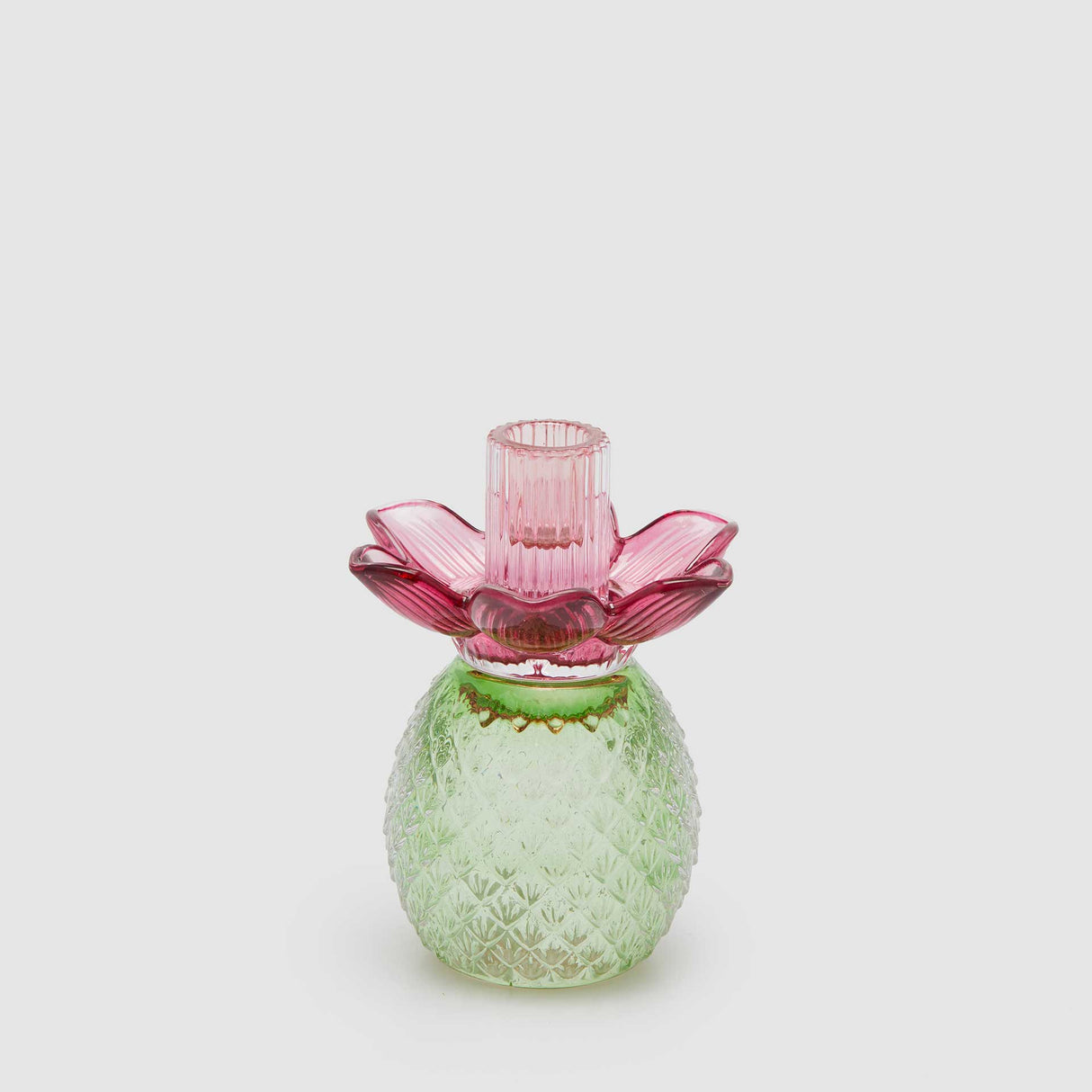 EDG Enzo De Gasperi Portacandela Flower 16x12cm Malva Verde Vetro