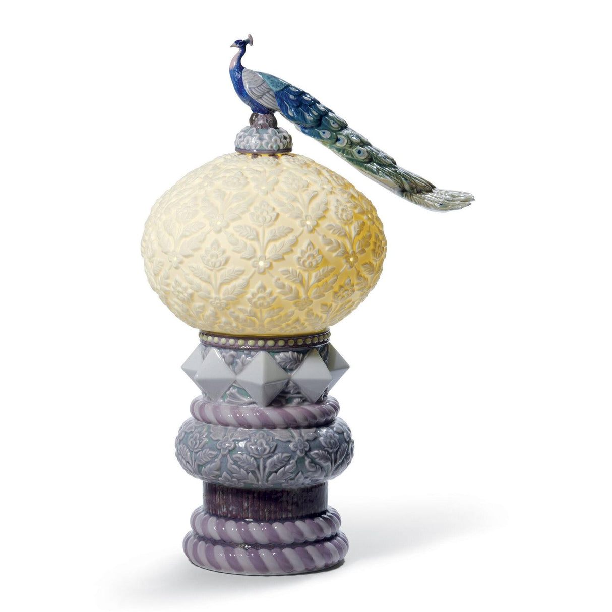 LLADRO' Lampada da Tavolo Pavone Reale 41x25cm Porcellana