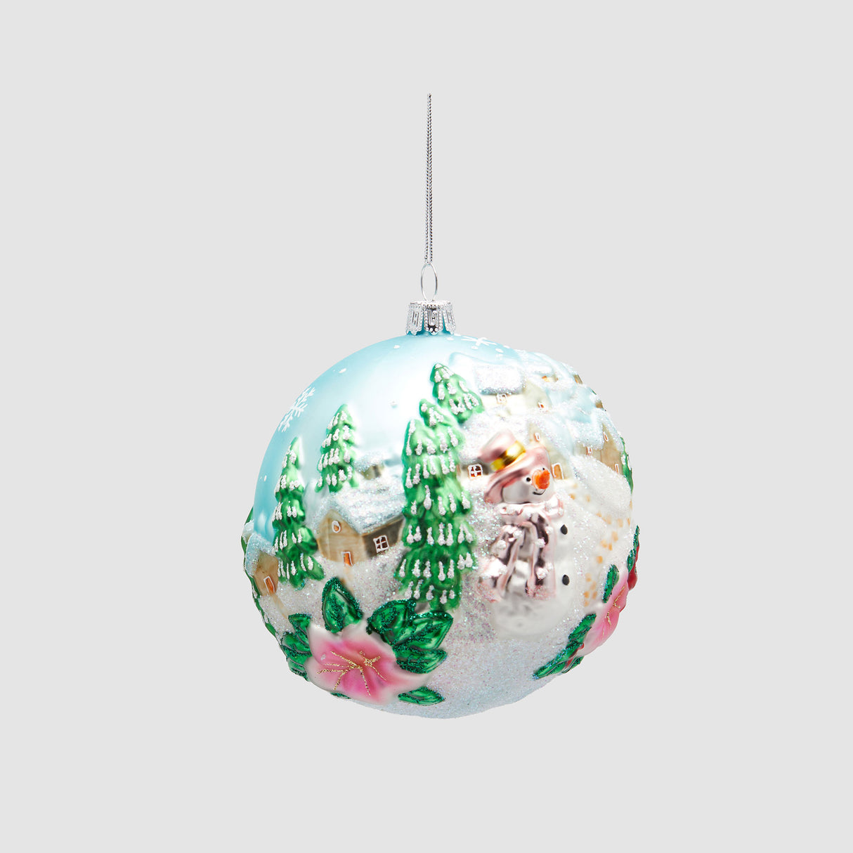 EDG Enzo De Gasperi Addobbo Pallina Sfera di Natale Pupazzo di Neve 11cm Vetro