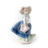 LLADRO' Figurina Ragazza con Borsa 18x10cm Porcellana