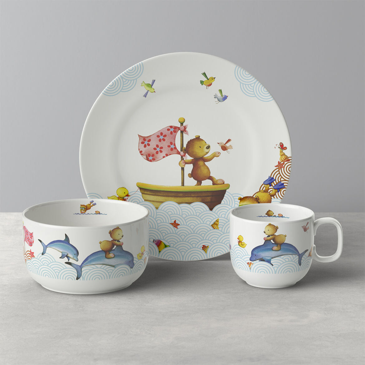VILLEROY &amp; BOCH Happy as a Bear 3 Piece Baby Breakfast Set Porcelain