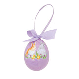 EASY LIFE Happy Easter Vassoio Addobbo Uovo Ovetto di Pasqua 6,5cm Viola Ceramica