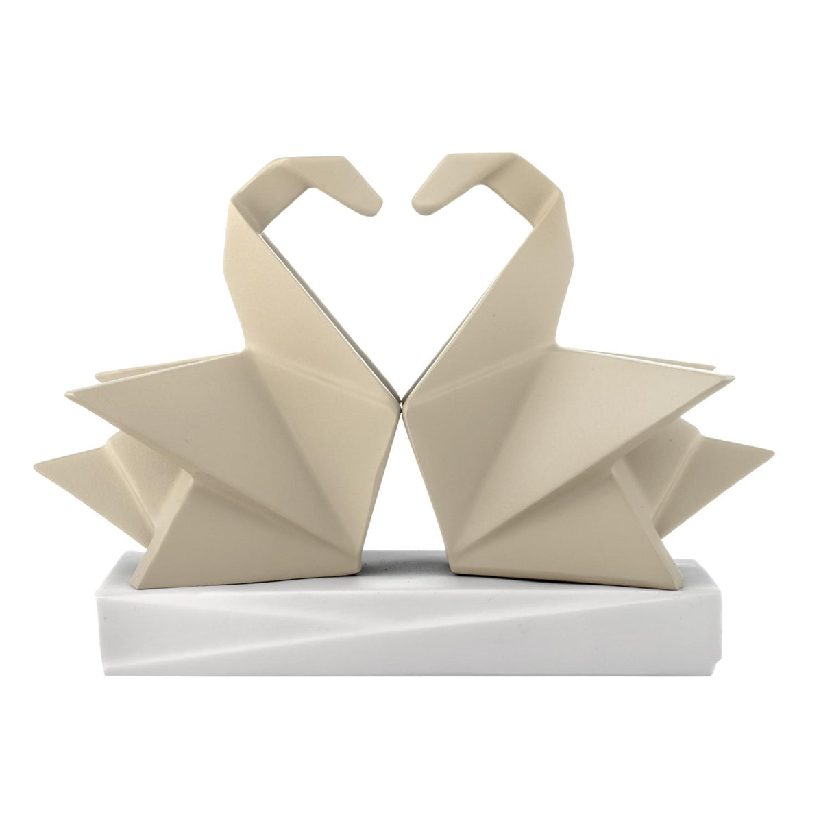 BONGELLI PREZIOSI Coppia Cigni Origami 12x17cm Nocciola Marmorino
