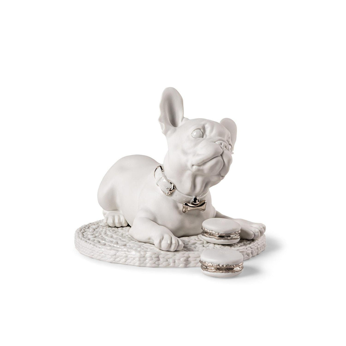 LLADRO' Scultura Bulldog Francese con Macarons Re Deco 24x29cm Porcellana