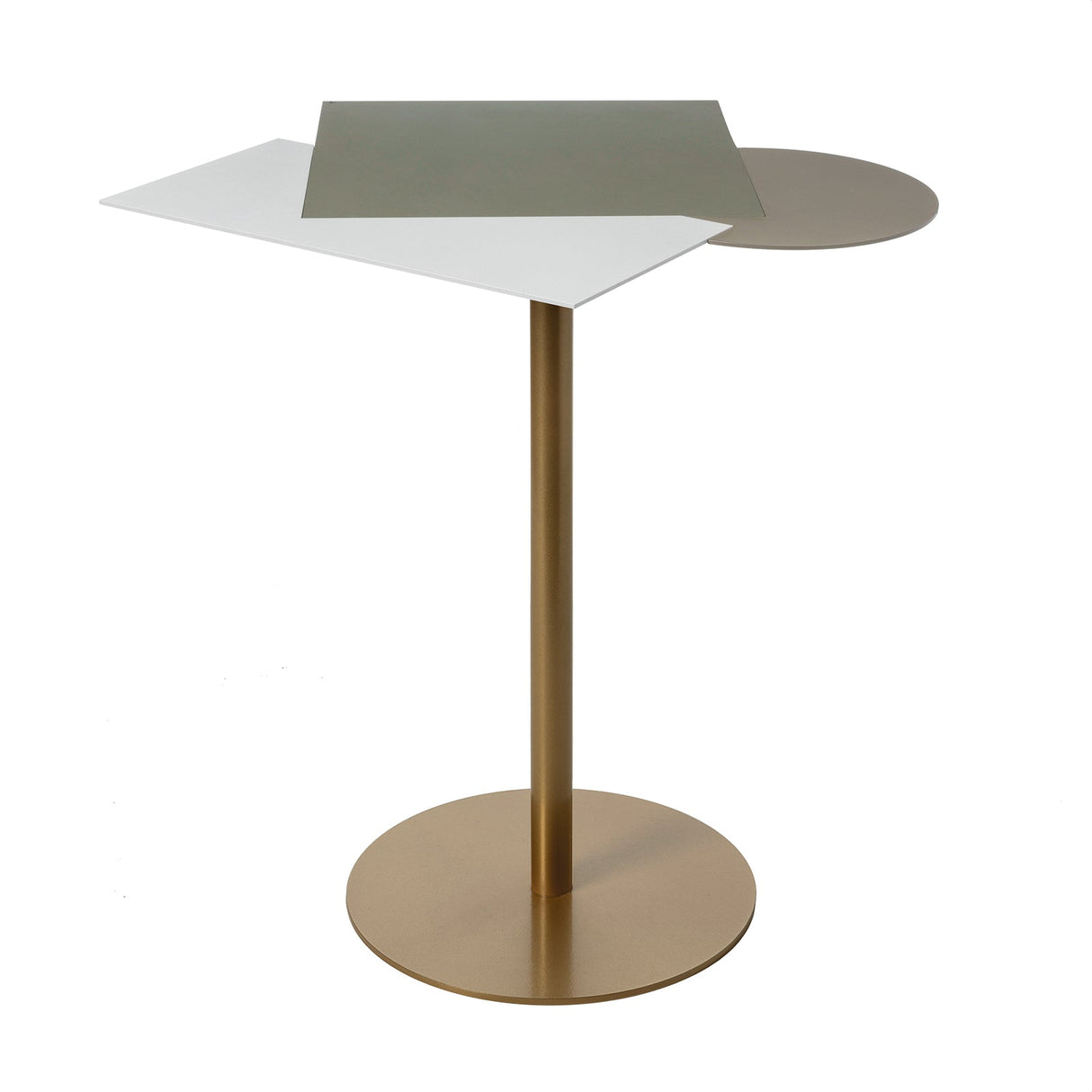 ARTI & MESTIERI Tavolino da Caffè Kandy Base Oro Laccato Bianco Marmo Giada Sabbia