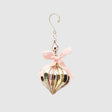 Pallina Natale EDG in vetro dorato 10 cm con fiocco rosa
