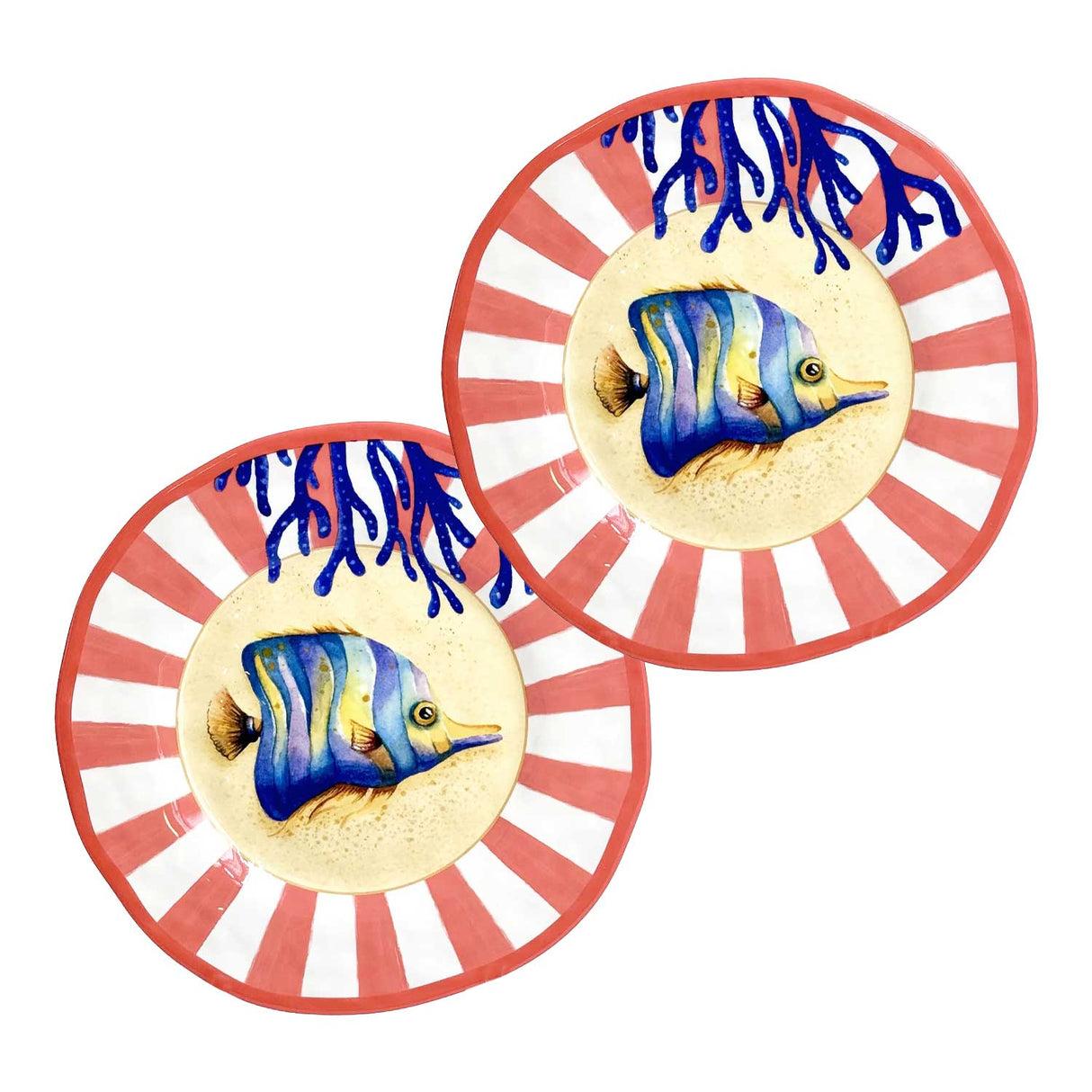 ROSE & TULIPANI Litorale Piatto Frutta Set 2 Pezzi 27cm Melamina