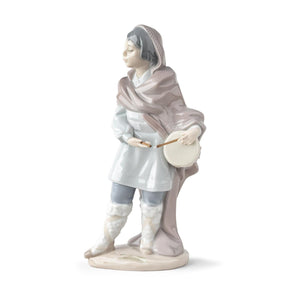 Statuina Tamburino Natività Lladrò in porcellana colorata 22x11 cm