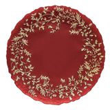 EASY LIFE Piatto Natalizio Rosso con Decoro Oro 33cm Vetro