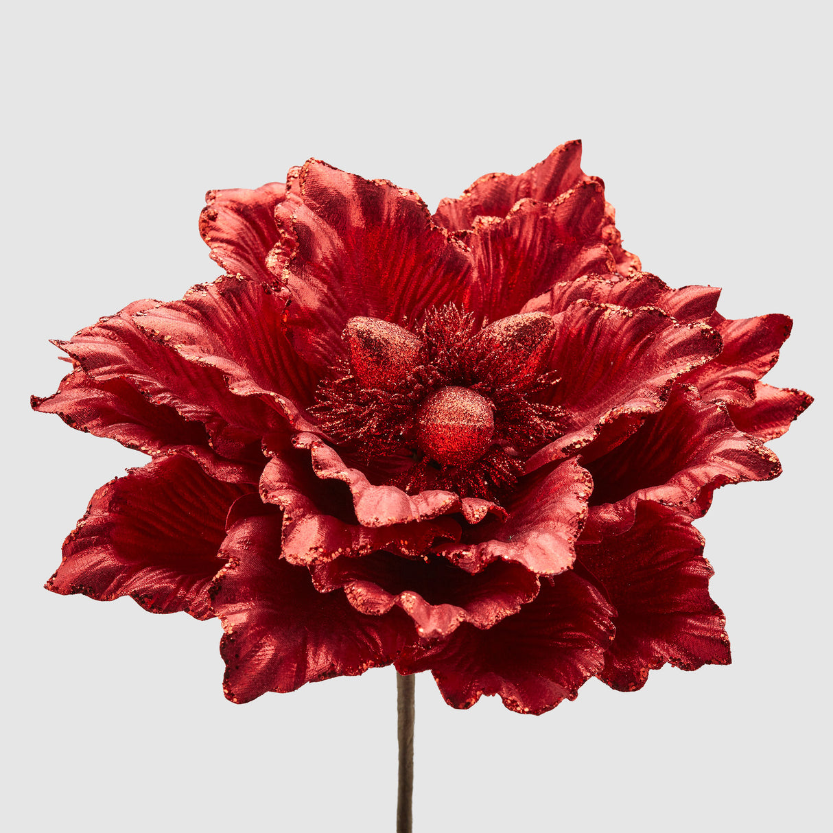 EDG Enzo De Gasperi Fiore Natalizio Artificale Magnolia Metallizzata 28cm Rosso